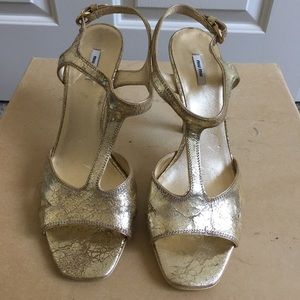 Miu Miu crackle gold sandals